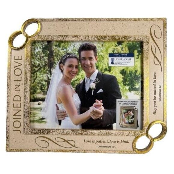 Joined in Love Double Wedding Ring Lighthouse Christian Picture Frame 8x10 New - Picture 1 of 11